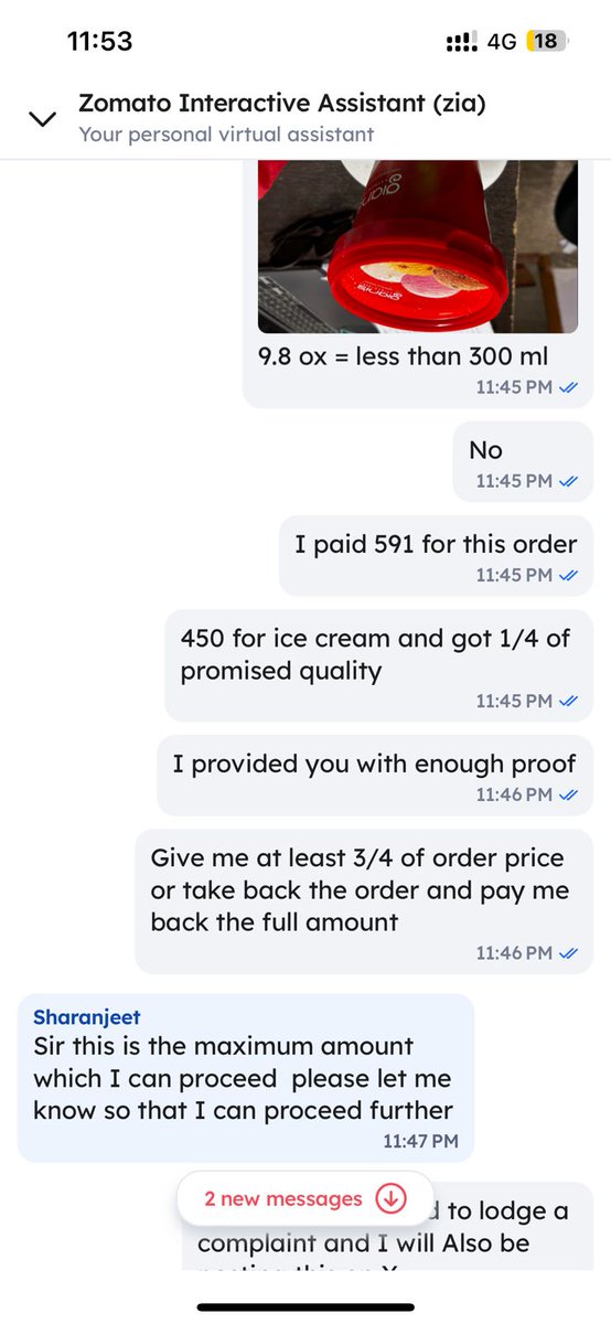 Ankshit_S's tweet image. Just ordered icecream from Zomato and got cheated, what a fraudster @zomato , and also this is a shitshow, first' of all extracting money from customers, and then refunding 10-15% of it , #newscam #fraudzomato @deepigoyal @zomatocare @fssaiindia