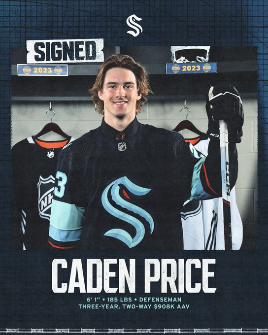 Player signed graphic featuring image of Caden price
