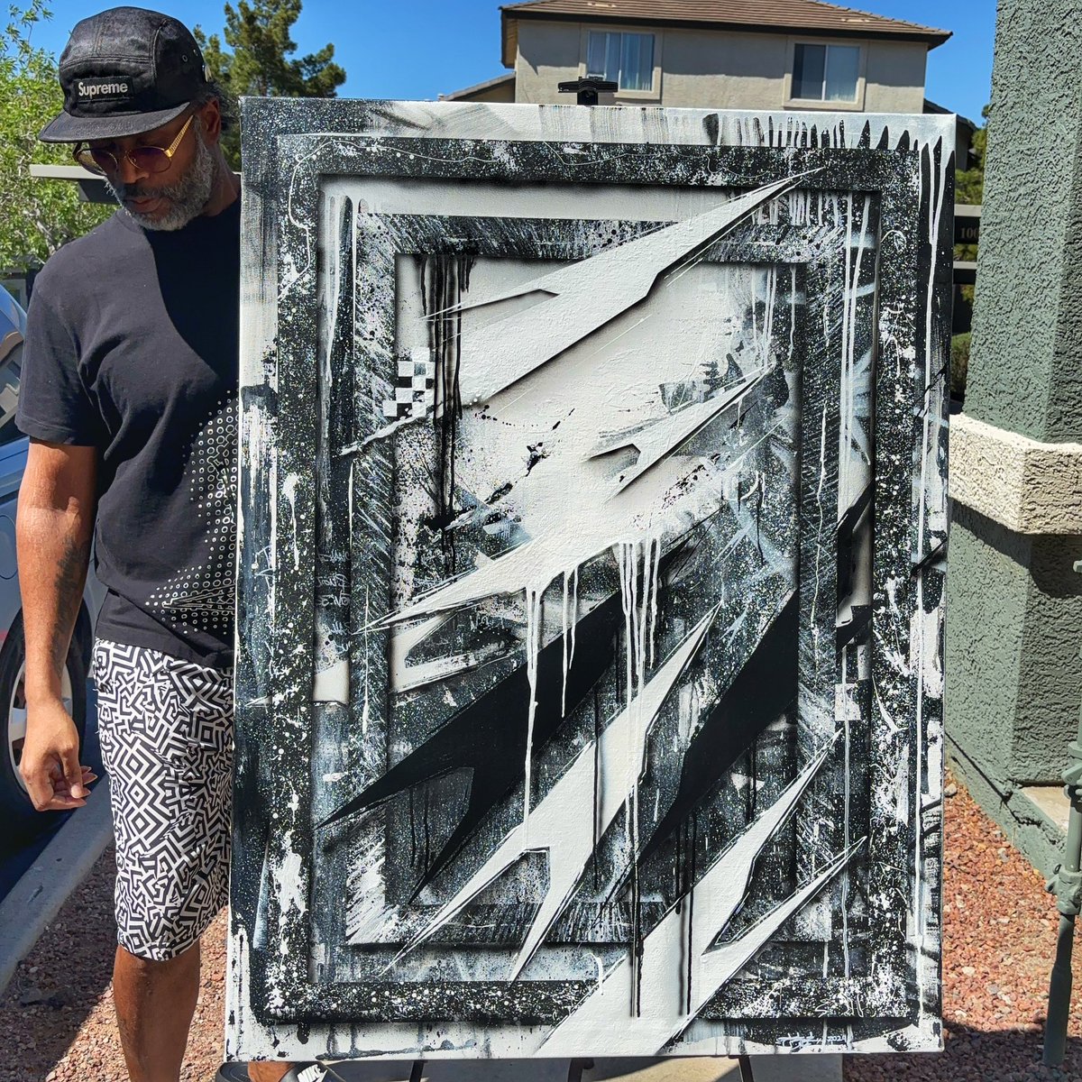 “Elevate” acrylic, spraypaint, airbrush on canvas, 2024 #fineart #abstractart #painting