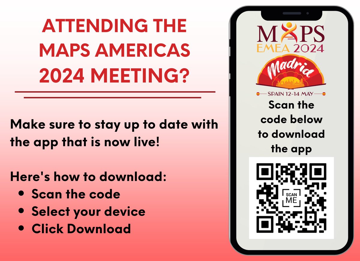 JUST 13 DAYS AWAY FROM OUR 2024 EMEA CONFERENCE!! Make sure to stay prepared by downloading the app. Search for MAPS Events or san the QR code. WE CAN'T WAIT TO SEE YOU!! #MedicalAffairs #MAPSEMEA24 #Jointhemovement