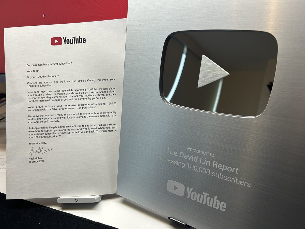 ‘Tis a good day when the YouTube Silver Creator Award arrives in the mail Thanks to all the subscribers of my channel, all 150k of you now, for your constant support