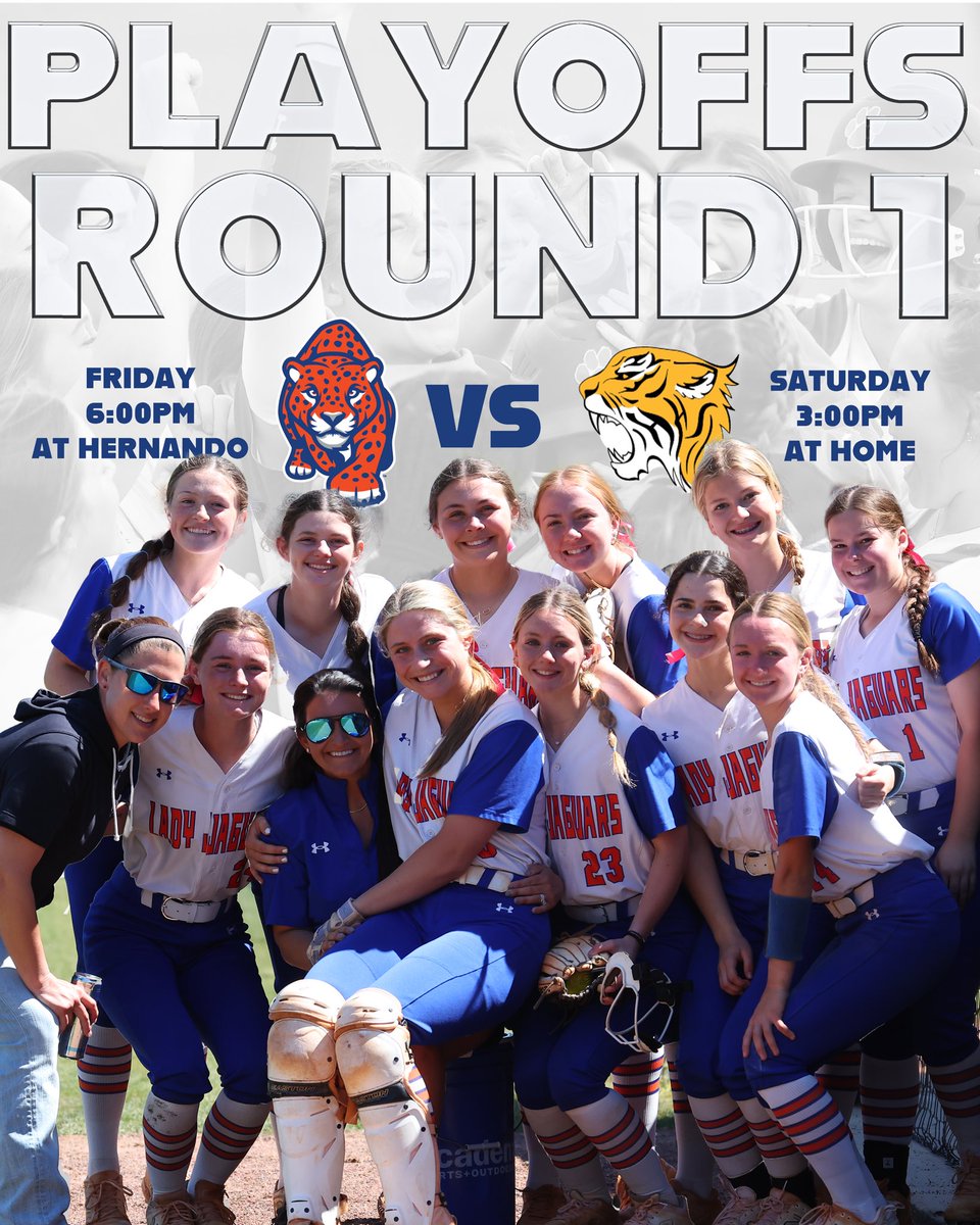 It’s that TIME!! The Lady Jags will face off with Hernando for the MHSAA 7A State Playoffs. They will travel to Hernando on Friday. Make plans now to come out to the JUNGLE on SATURDAY for their second game of the series!! Let’s go, JAGS! 🧡💙