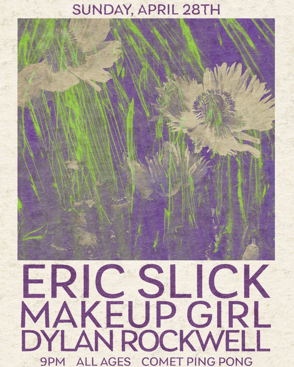 🔥TONIGHT🔥
9:00pm - Doors
9:30pm - Dylan Rockwell
10:15pm - @makeupgirlband
11:00pm - @ericslickmusic

🏓 Ping pong tables close at 8:15pm 🏓

Tickets available here: link.dice.fm/ericslick_4_28…