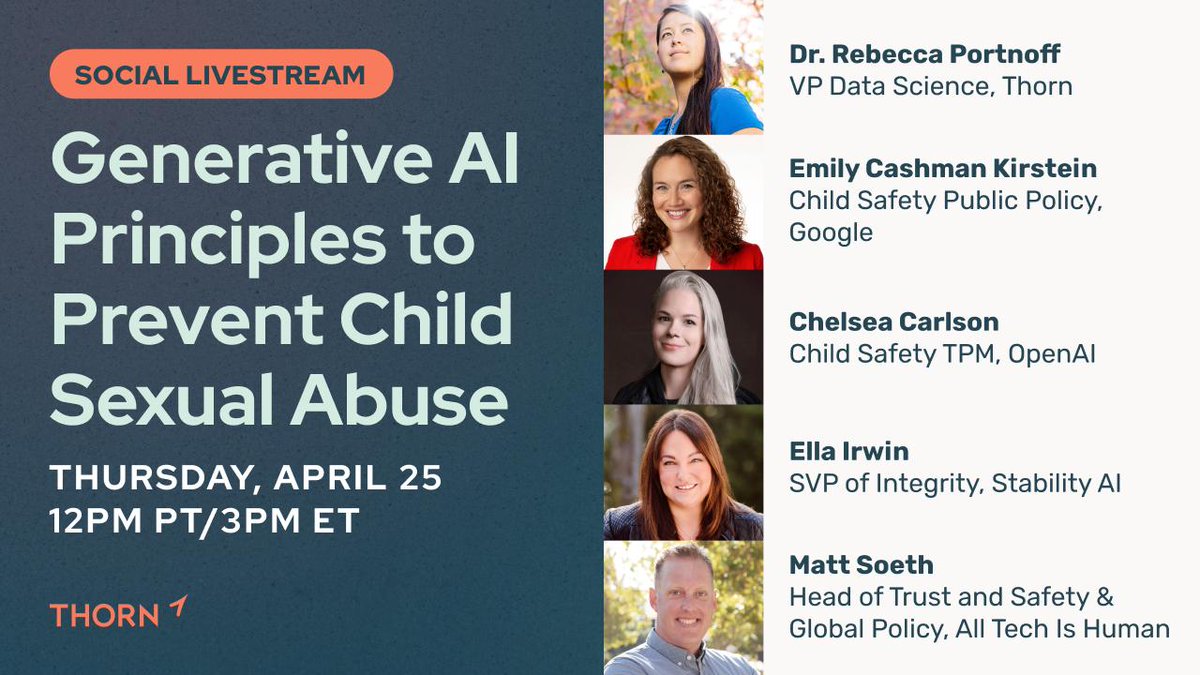 🚨Please join!! THANK YOU! @thorn @elcashstein @OpenAI @ellagirwin @StabilityAI @AllTechIsHuman - #generativeAI @HelloCivitai @Metaphysic_ai - PARENTS THANK YOU! We see you!! 🙏linkedin.com/events/generat…