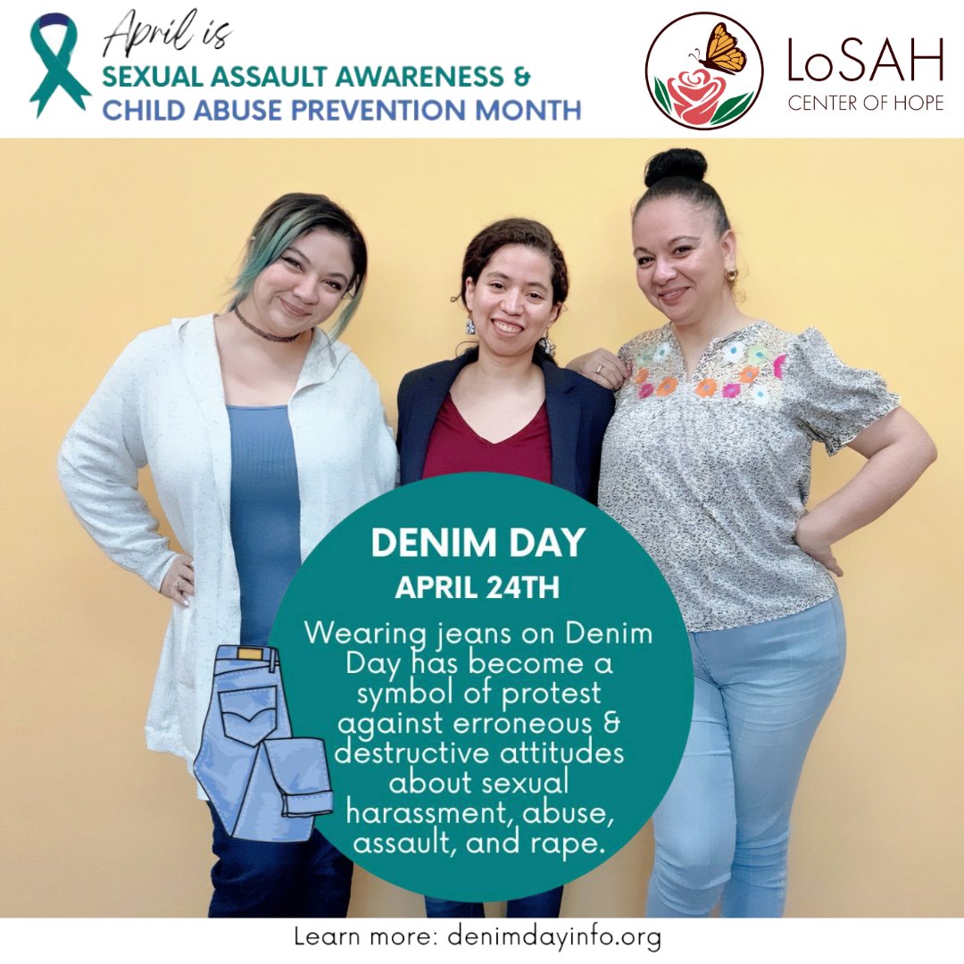 LoSAH Center of Hope/Centro de Esperanza (@losahcenter) on Twitter photo The LoSAH Center joined the global movement & wore denim today in solidarity! To learn more visit <a href="/PeaceOvrViolnce/">Peace Over Violence</a> or their website @ denimday.org/support-the-ca…
#losahcenterofhope #losah The LoSAH Center joined the global movement & wore denim today in solidarity! To learn more visit <a href="/PeaceOvrViolnce/">Peace Over Violence</a> or their website @ denimday.org/support-the-ca…
#losahcenterofhope #losah