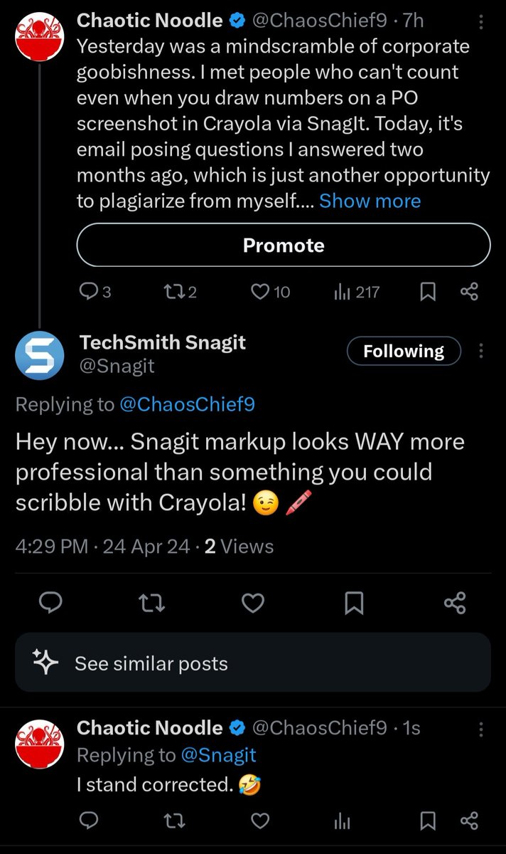 My friends at TechSmith remind me just how *professional*, useful, and snappy SnagIt really is. I've used it for at least a decade both at home and in many jobs. 💛😁