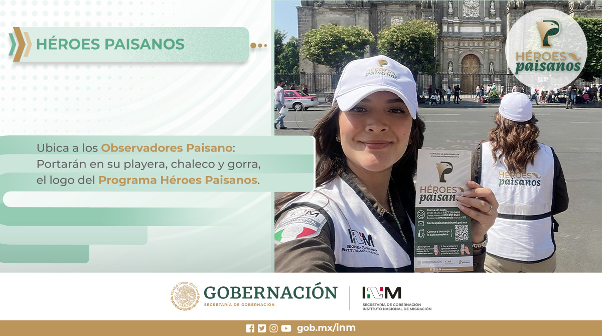 Con el Programa @heroespaisanos del #INM 🇲🇽 podrás recibir apoyo y asesoría si eres #mexicano, vives en el extranjero 🇺🇸🇨🇦 y buscas visitar 🏝️✈️🚌 de nuevo tu #país.  #ConnacionalesMexicanos 👨‍👩‍👧‍👦 #INMContigo 🤝
🔗 gob.mx/heroespaisanos