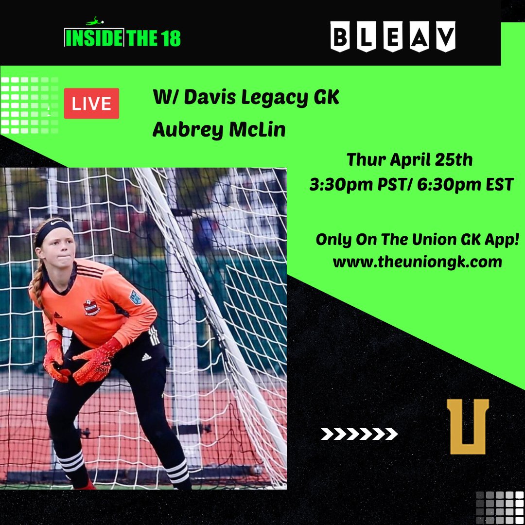 Insiders! 💥👀⬅️ Going Live Thu April 25th 'Mental Health Template For Youth GK's w/ @davislegacy @AubreyMcLin Watch Exclusively On @TheUnionGK App (FREE Preview This Week!) & Bring Your Comments & Q's!) theuniongk.com 4 more info! @BleavNetwork #soccerpodcasts #gk