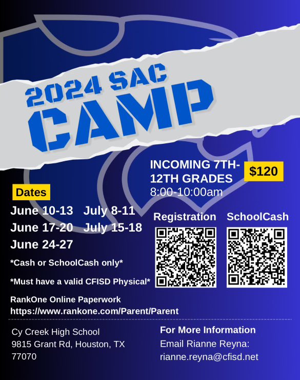 SAC Camp!! This is where you get better so you are prepared for your season!! Register and get work in this summer!