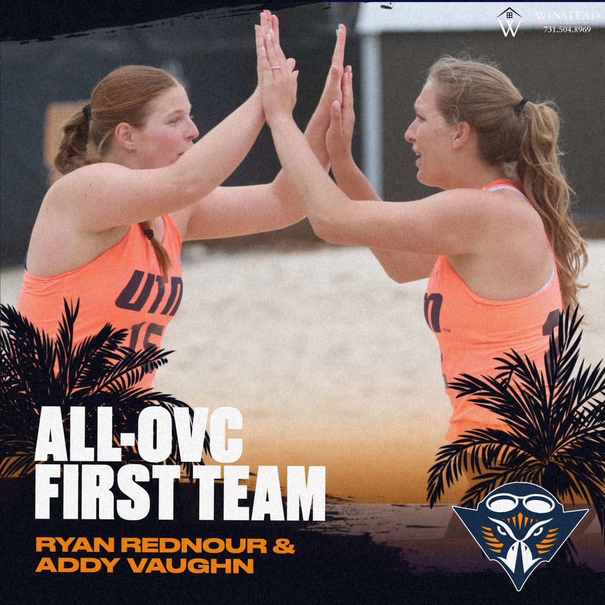 Congratulations to UT Martin's No. 3 pair of Ryan Rednour and Addy Vaughn, who were voted to the All-Ohio Valley Conference first team tonight!

🏐 14-15 overall record
🏐 9-1 OVC record

#MartinMade | #OVCit