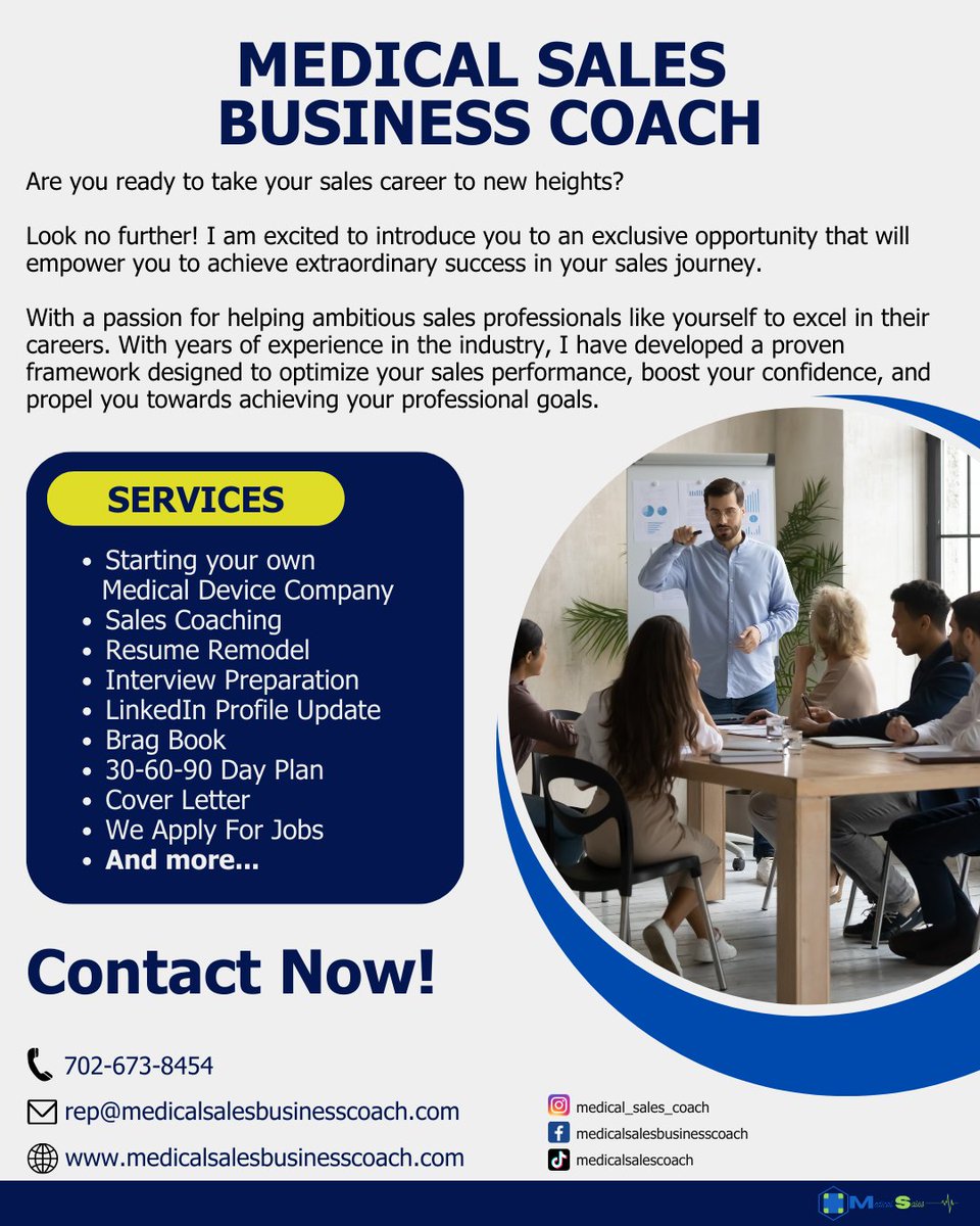 ZSalesCoach's tweet photo. Unlock your potential in the dynamic world of medical sales! 💼

💉 Explore opportunities to make a difference in healthcare. 

Contact me for a FREE Coaching Call!

#MedicalSalesCoach #MedReps #MedicalSales #CareerOpportunities #HealthcareIndustry #SalesTraining #CareerGrowth https://t.co/sVgGswMVFi