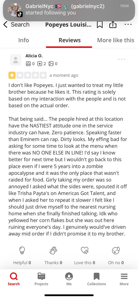 peachyliciii's tweet photo. @Popeyes wyd at ur new location 😭 only 2 reviews (1 being me) and they are both 1 star regarding the service https://t.co/mzI2kE4GfS