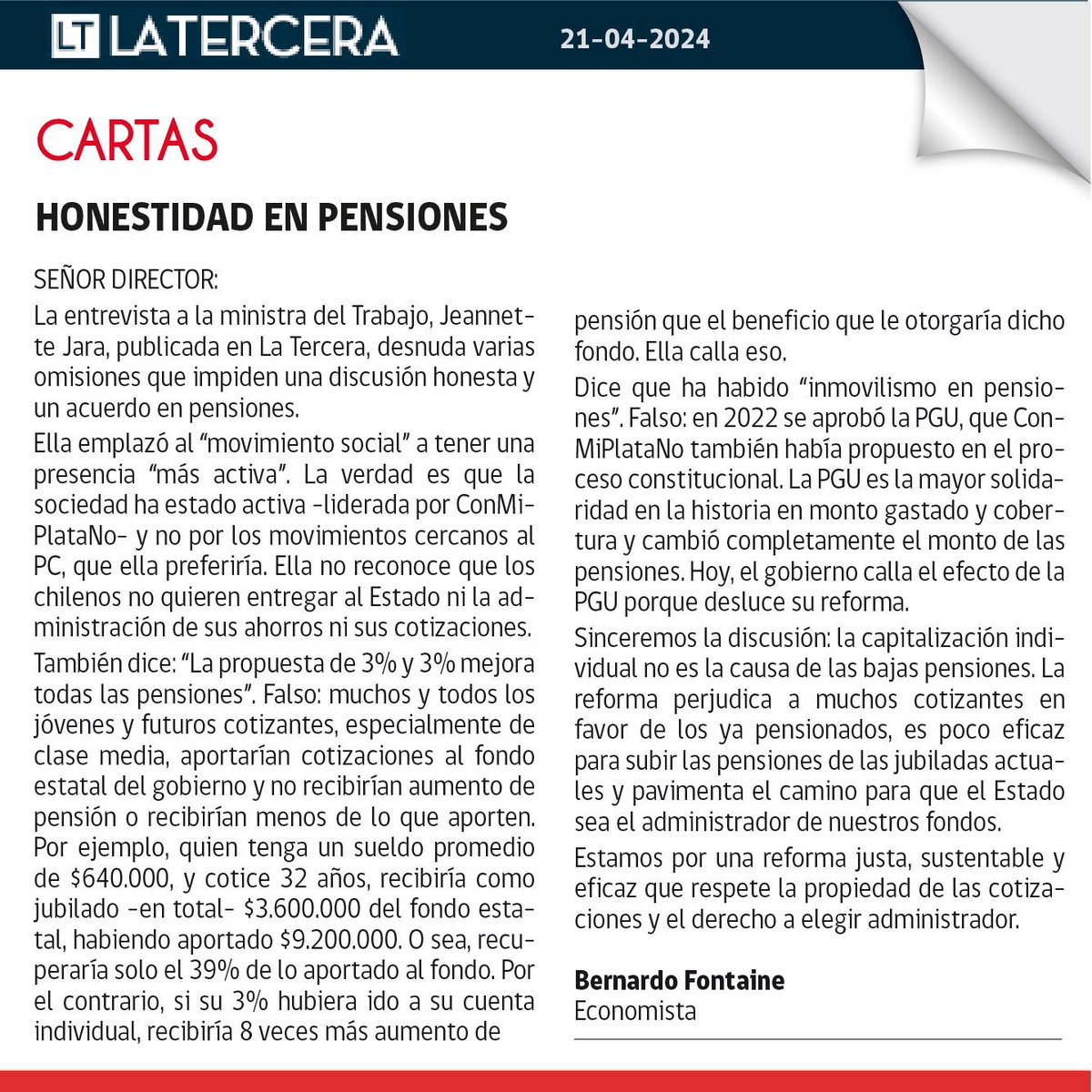 cbarriaz's tweet photo. Te quiero pedir un favor. 🙌
Hagas lo que estés haciendo, toma un minuto de tu tiempo para leer, y prestar atención. 
Lee a un tremendo Economista.
Gracias @berfontaine 

Publicado en @latercera 

Si te identifica, y entiendes lo expuesto...dale RT.
Abrazo gigante!
#Chile 🇨🇱 https://t.co/7s12FLQ7cw