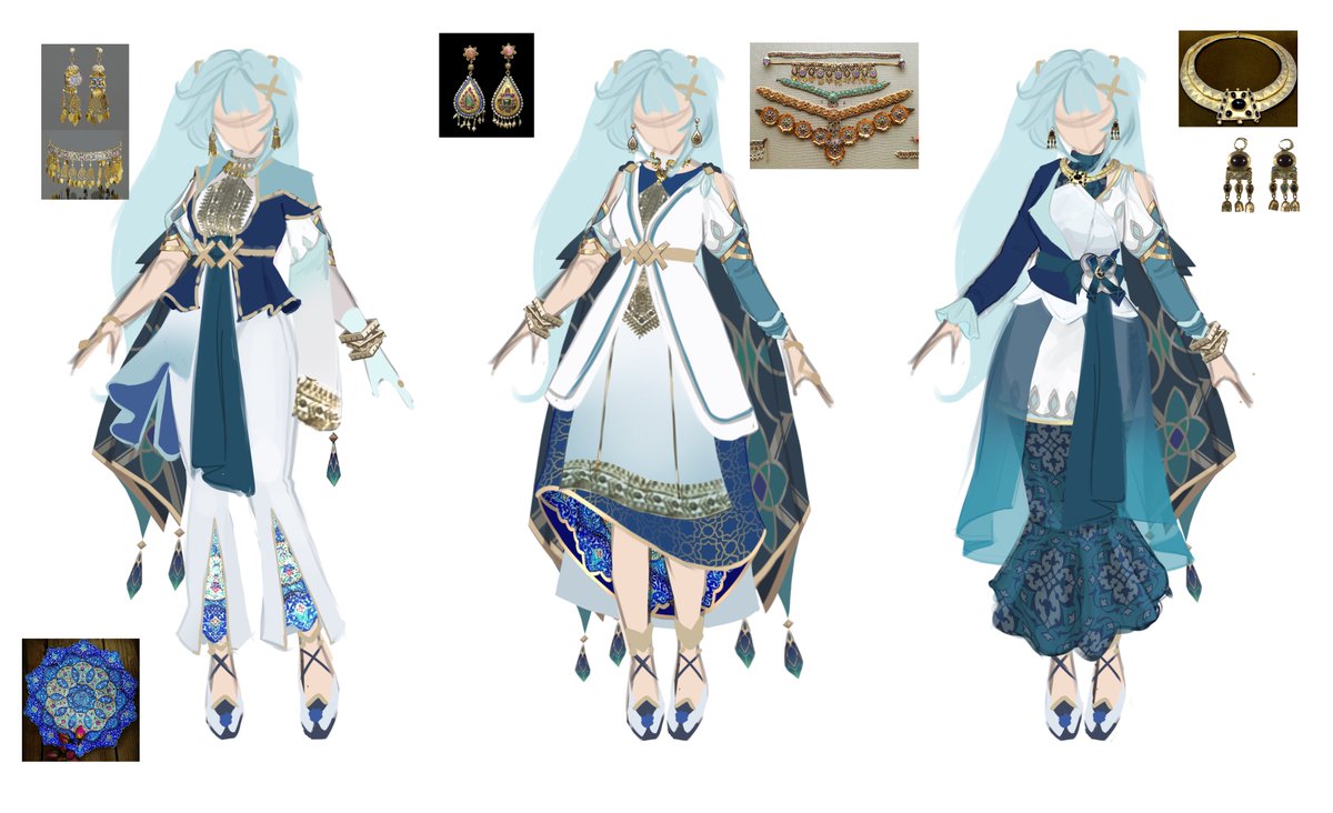 Going to put aside faruzan for a while, my research got a bit messy so I’d like to start again (I forgot to save and label things…) but these are some designs I’ve drafted for her so far! If anyone has any advice in terms of accuracy please lmk! #faruzan #原神