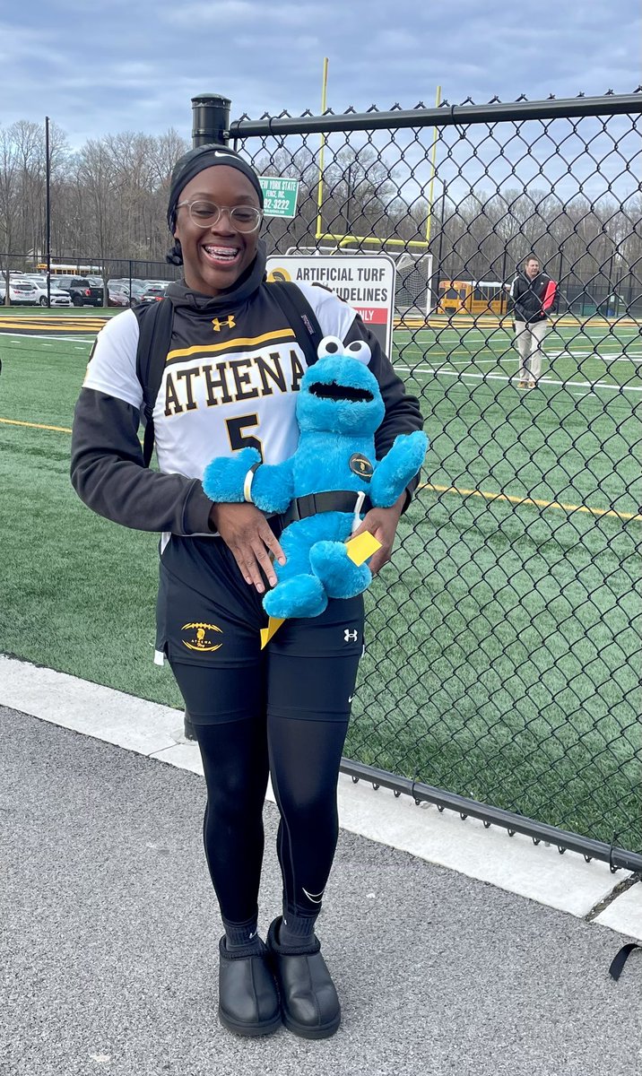 GAHS_GirlsFlag's tweet photo. Athena improves to 7-1 and another shut out with a 20-0 win over Northeast Prep. Our #CookieMonster of the game Shamani Gibbs two huge Interceptions! @sectionvflagfb @Kelly_Flagler @PrimetimeBall_ #doitforthe🍪#missioncortland https://t.co/Xl2UaPQX5P