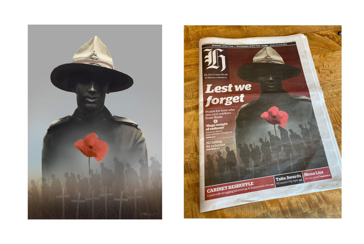 How it started vs how it ends up: The first was all hand-drawn in layers days ago and then handed to our designers to fiddle for the final Page 1 yesterday. I used a couple of elements from previous Anzac artwork given their popularity at the time. Pretty happy with the result.