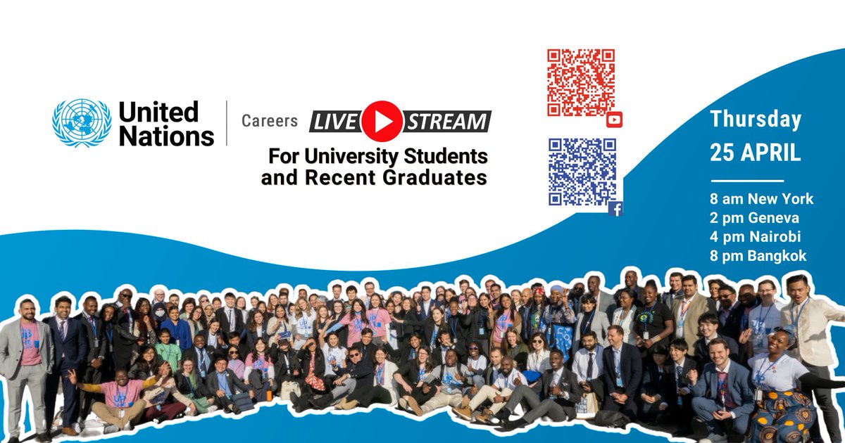 Explore Your Potential with the #UN🇺🇳Calling all #YoungProfessionals #RecentGraduates #University & #CollegeStudents looking to make a difference in the world🌍Join our #Livestream & discover how you can start a rewarding career🔗bit.ly/YouTubeLive25A…🔗bit.ly/FacebookLive25…⬇️
