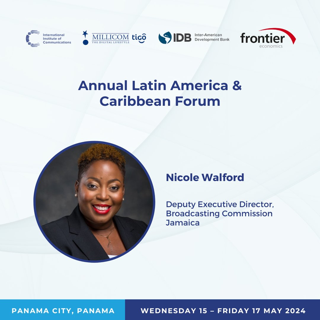 The IIC will be holding its 11th annual Latin America & Caribbean Forum in Panama City. The event is kindly hosted by @Millicom, held in collaboration with @the_IDB and sponsored by @FrontierEcon. Find out more information: iicom.org/event/latam-fo…