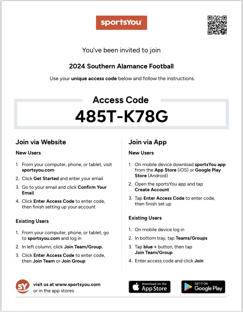 If you missed our parent meeting, make sure you join our SportsYou group on the app. This is the app we will use for communication this season!
