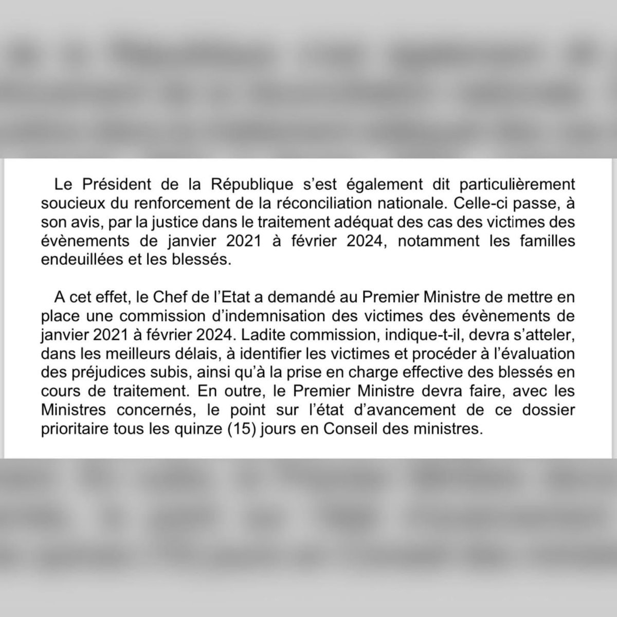 De XALAAT TV

Bokk na ci liñ doon xaar ci nguur gu béés gi...

Tay ci Conseil des Ministres, Président Diomaye sant na Premier Ministre Ousmane SONKO👇🏾

✅️ Ñu taxaawal COMMISSION ngir jox ndampaay mboolééme ñi loru ci événements yifi amoon Digënté Janvier 2021 jàpp Février 2024