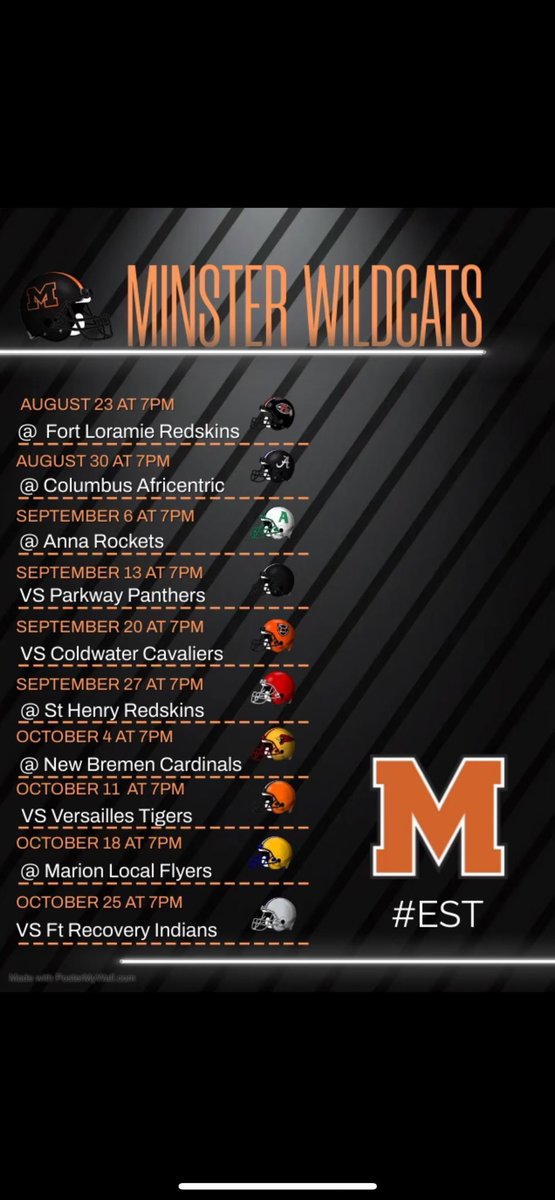 2024 MINSTER WILDCAT FOOTBALL SCHEDULE!
#EST
#6AmInMinster