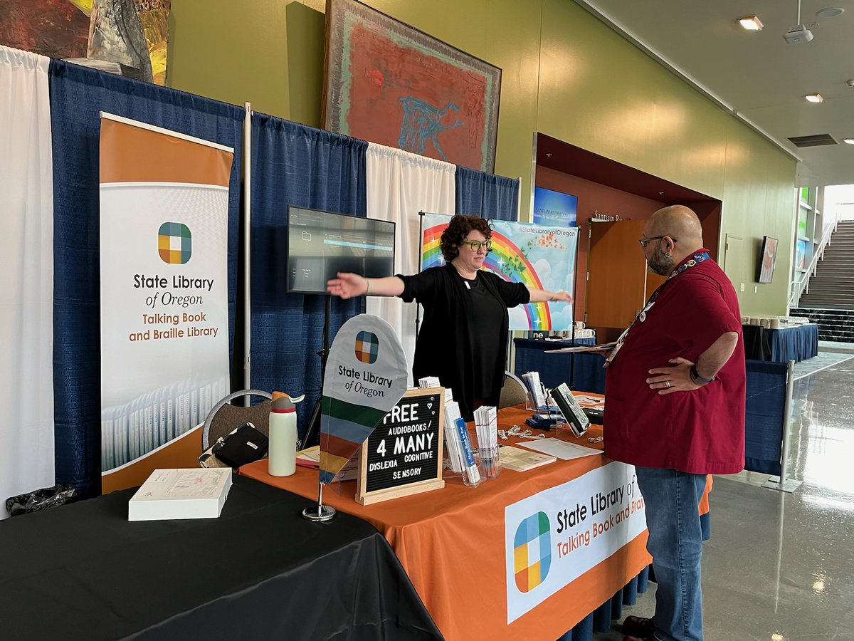 statelibraryor's tweet image. We are all set up for the Oregon Library Association Conference and excited to see people from around the state 😁📚

#StateLibraryofOregon #OLA #OregonLibraryAssociationConference