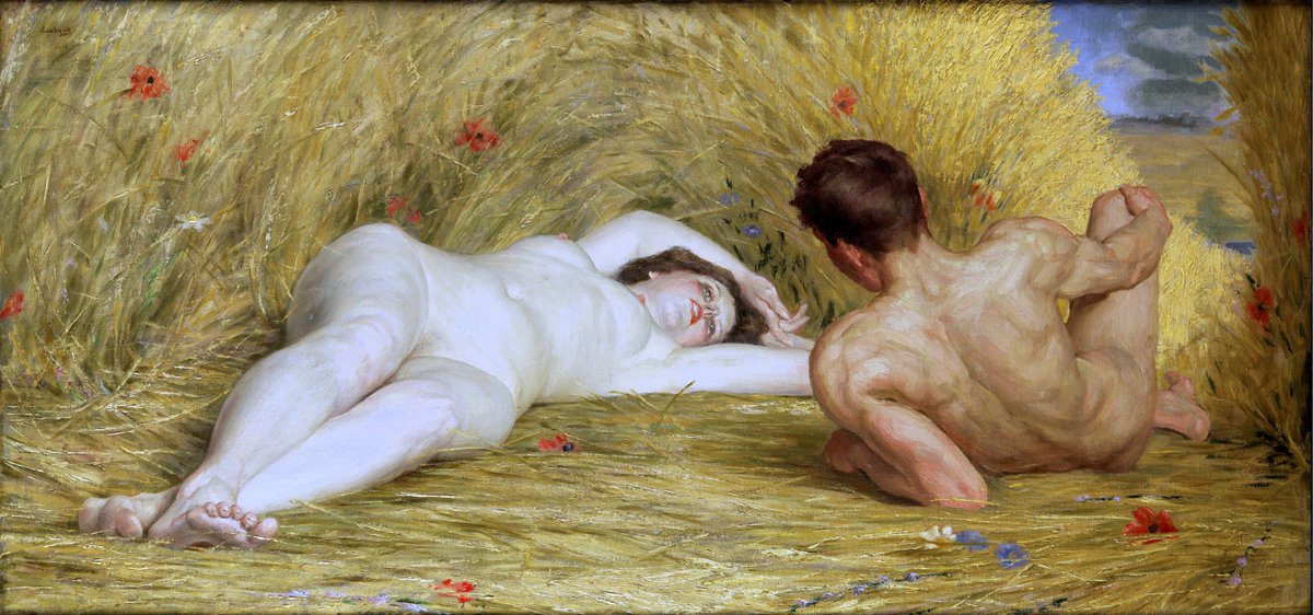 #ArtAppreciation 🖼🎨 
Auguste Levêque (Belgian, 1866–1921)
'Idylle d'été' (Summer idyll)
1918
oil on canvas
58 × 121 cm
(22.8 × 47.6 in)
Signature and date top left: Leveque / 1918
Hampel Fine Art Auctions, Munich  

#ArtAwarness 
#CelebrateTheArts 
#Kunstliebhaber 
#Art