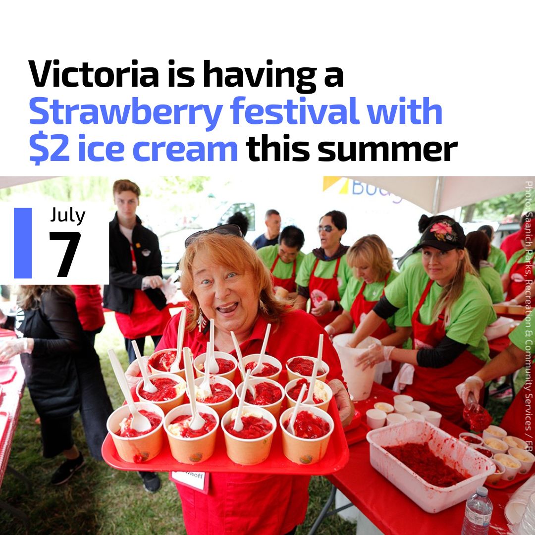 Victoria_Hype's tweet photo. Who's up for strawberries and ice cream? 😋 🍓 🍦 The 57th annual Saanich Strawberry Festival returns this July 7! #VictoriaBC https://t.co/1yrTsDOJXs