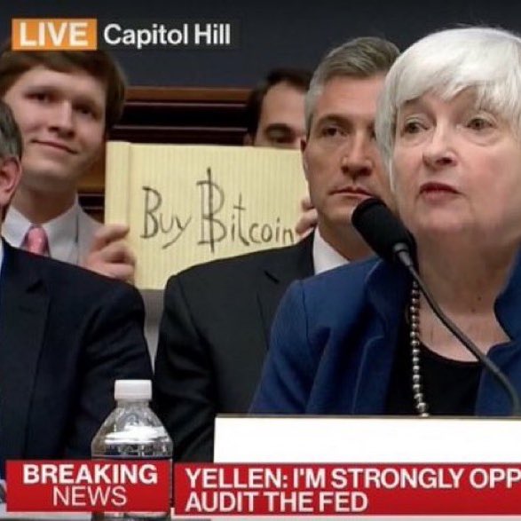 JUST IN ‼️- The original “Buy Bitcoin” sign used to photobomb Janet Yellen has just sold at auction for 16 BITCOIN worth over $1 MILLION. #Bitcoin