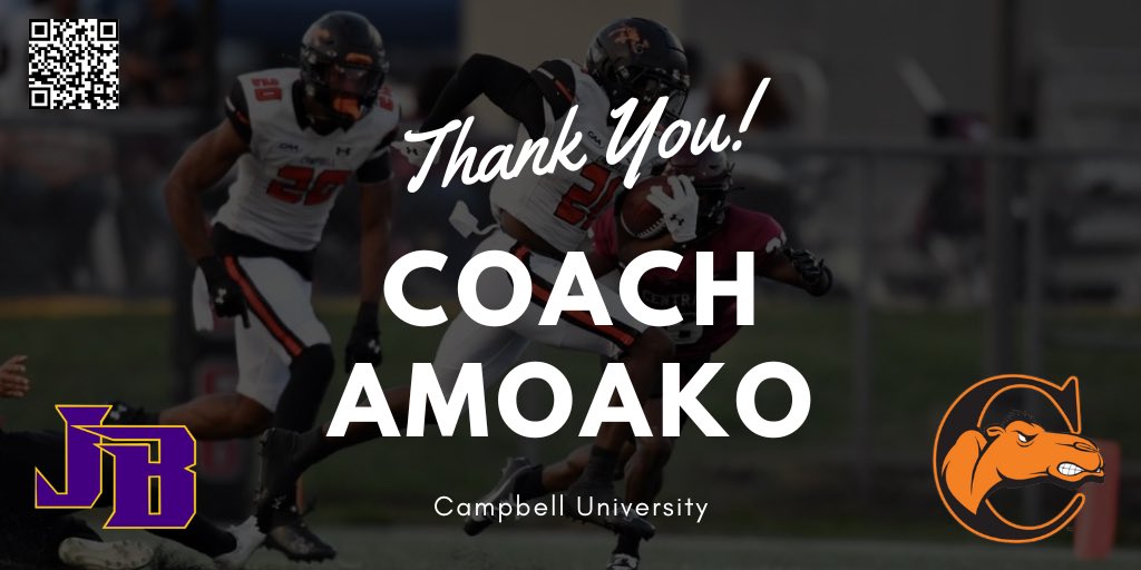 Big time thanks to @CoachEAmoako from @GoCamelsFB for stopping by today to check out some of our student-athletes‼️ #NextLevelBucs 😈