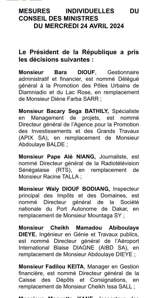 Pape Ale Niang est nommé DG DE LA RTS 

#Senegal | #Kebetu |
