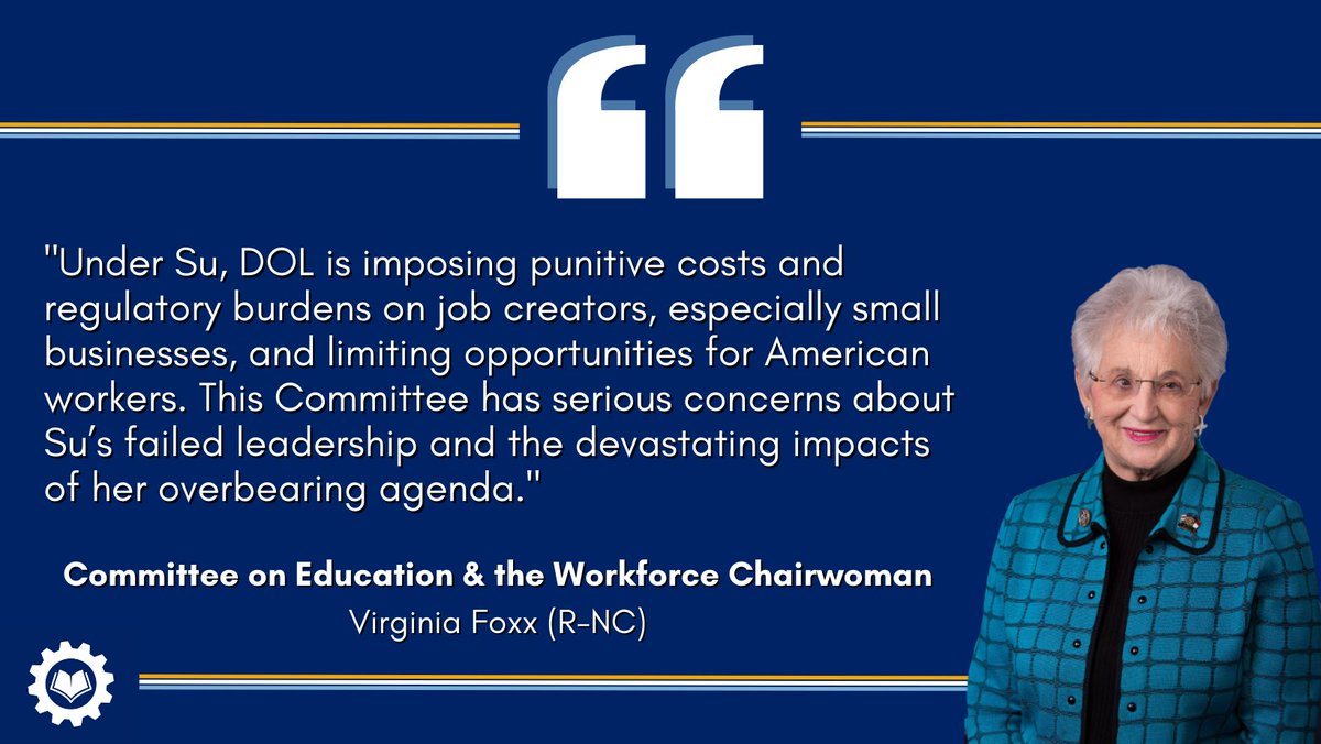 Unconfirmed Julie Su is pushing regulations that ❌ Hurt taxpayers & U.S. economy ❌ Limit American's freedom to choose when/where/how they work ❌ Put union bosses before workers @ 10:15AM on 5/1: @edworkforcecmte will press Su on her damaging policies. edworkforce.house.gov/news/documents…