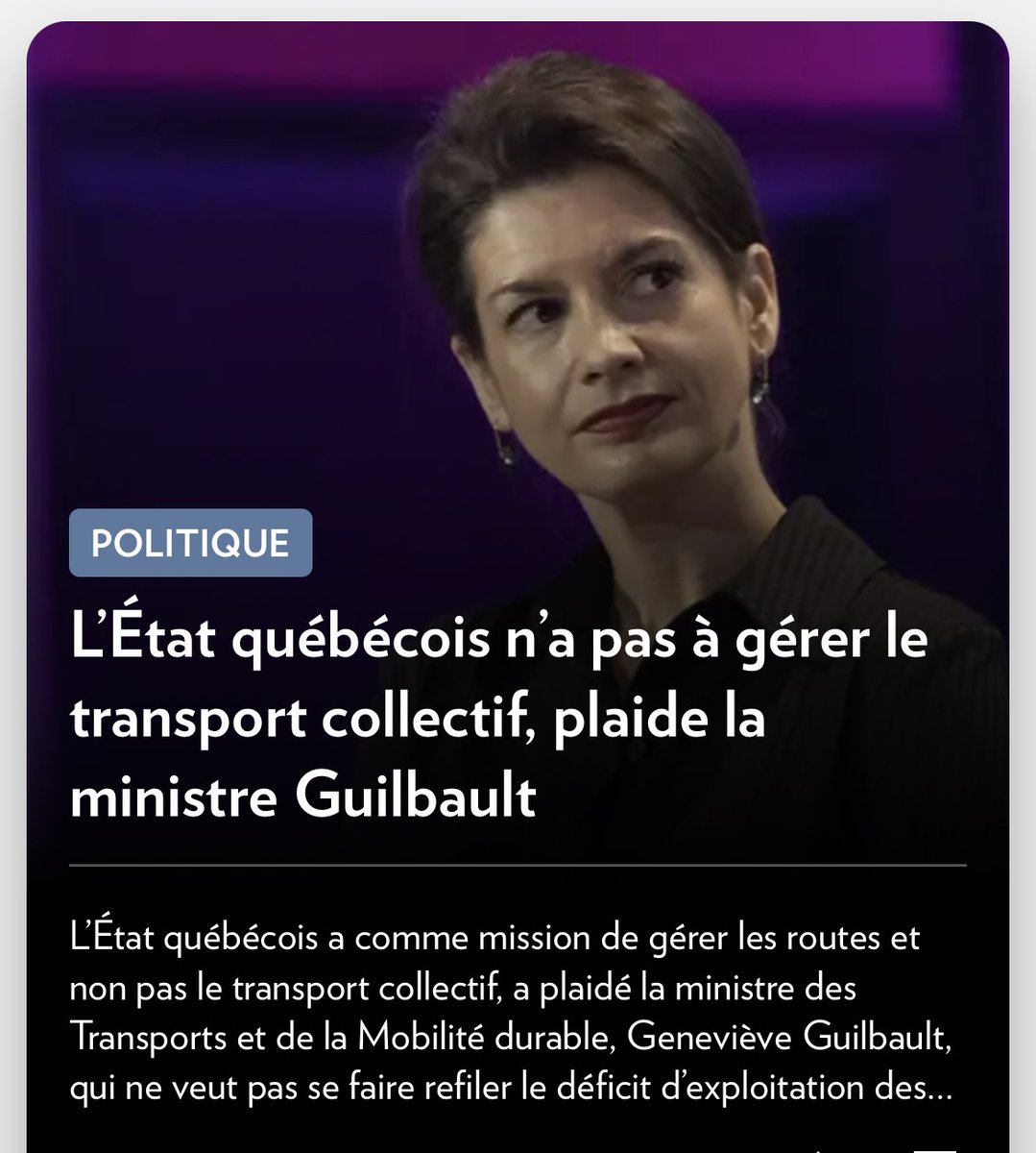 Ok. Mais alors, arrêtons de l’appeler « ministre du Transport et de la Mobilité durable ». Juste « ministre des Routes ». Au moins ça sera clair. lp.ca/fSlJY7?sharing…