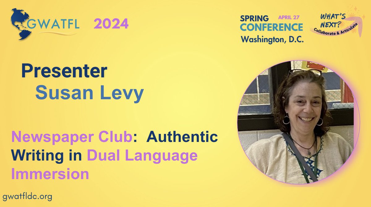 👀👀👀#11 Look who is presenting <a href="/GWATFL/">GWATFL</a> Spring 2024!!! 🌸🌸🌸
@susanlevy will share her experience on a newspaper club! If you want to know more about it, register at tinyurl.com/gwatflspring24