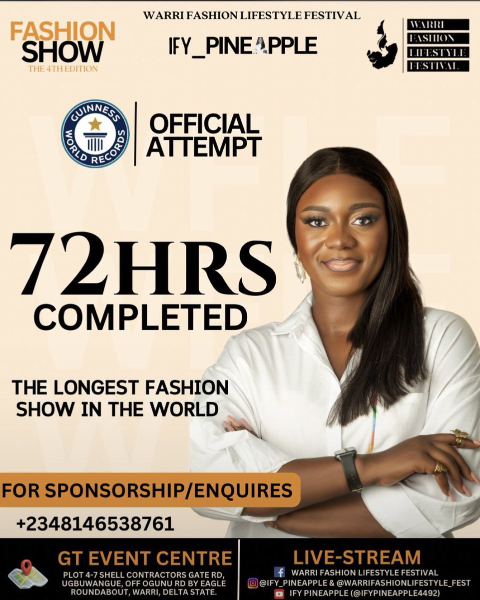 sapientiaarts's tweet photo. WE ARE CHEERING ๐๐ป๐
#ifypineapple #GWR #longestfashionrunway #longestfashionshow #100hoursmarathon #warrifashionlifestylefestival https://t.co/BBuN13qjoO