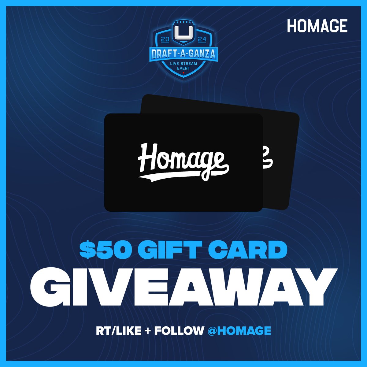 uSTADIUM's tweet photo. Let’s get the #DraftAGanza giveaway’s going. The first one is a $50 gift card to @HOMAGE .

Steps:
👍Follow @HOMAGE  and @uSTADIUM
🔁RT This Tweet
📺Tune into uSTADIUM’s Draft-A-Ganza tomorrow 7PM EST.

Winner selected each hour on stream tomorrow.

👉: https://t.co/q4ssAtZ2LE https://t.co/EDFVqjMPEm