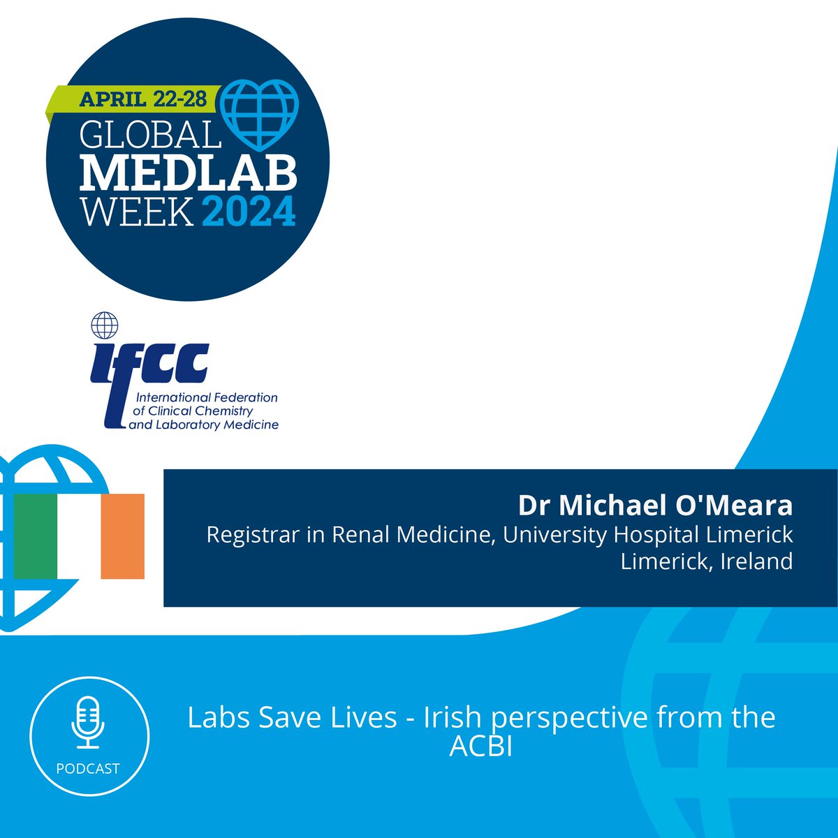 PODCAST: Labs Save Lives - Irish perspective from the ACBI.
podcasters.spotify.com/pod/show/ifcc/…
Dr Michael O'Meara 
Registrar in Renal Medicine, University Hospital Limerick, Limerick, Ireland