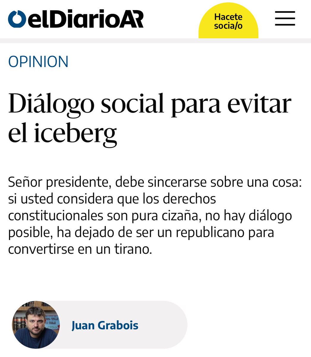 Una marea de pueblo para que el barco no choque al iceberg. Segunda epístola a Milei en el @elDiarioAR: eldiarioar.com/opinion/dialog…