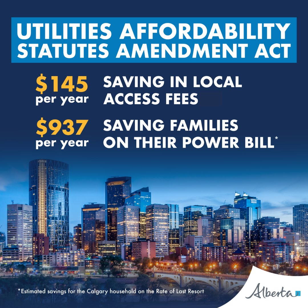 By tackling high user fees on utility bills and tackling peak pricing for electricity, we will give Albertans back more of their money and make our home more affordable! Learn more: alberta.ca/release.cfm?xI…