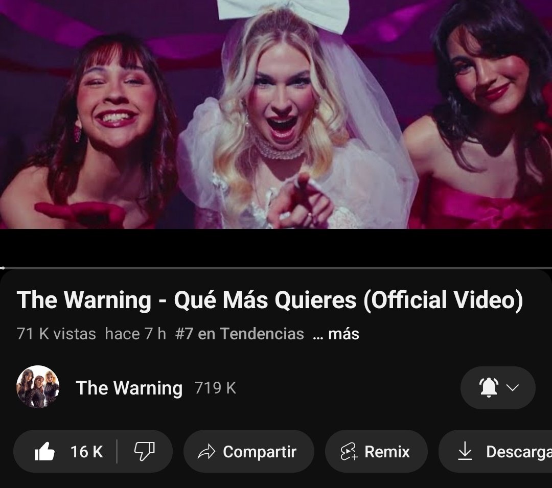 El vídeo oficial de 'Qué Más Quieres' se encuentra en las tendencias de Youtube México en el lugar #7 🔥 🥳 

No olviden darle me gusta 👍 y seguir reproduciendo para que suba de posición y llegue a más gente!

🔗: youtu.be/1lfb-280MhU?si…

#TheWarning