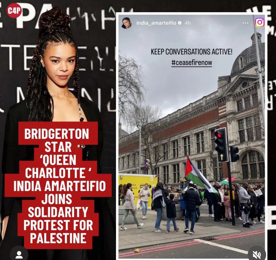 Arsema Thomas and India Amarteifio are the only other Bridgerton actors besides Nicola Coughlan who have been vocal on their social media supporting Palestine.