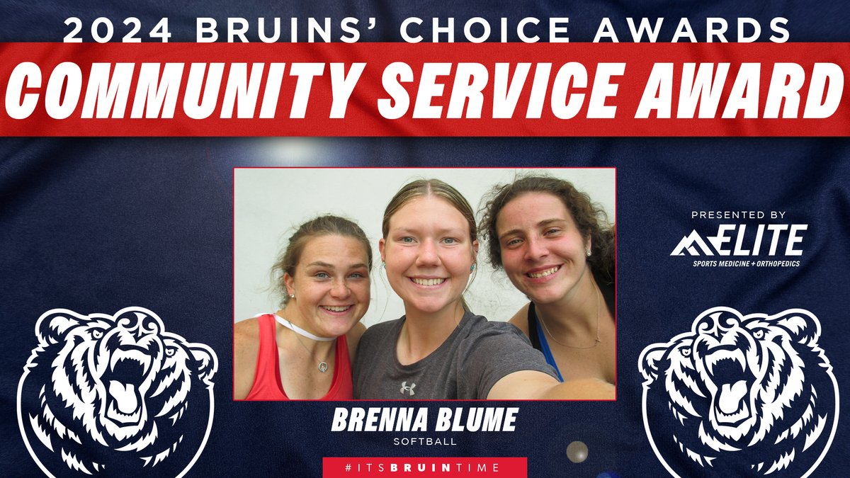 𝓒𝓸𝓷𝓰𝓻𝓪𝓽𝓾𝓵𝓪𝓽𝓲𝓸𝓷𝓼 to our 𝐅𝐞𝐦𝐚𝐥𝐞 𝐂𝐨𝐦𝐦𝐮𝐧𝐢𝐭𝐲 𝐒𝐞𝐫𝐯𝐢𝐜𝐞 𝐀𝐰𝐚𝐫𝐝 winner, @belmontsoftball’s @brenna_blume! 👏 #ItsBruinTime