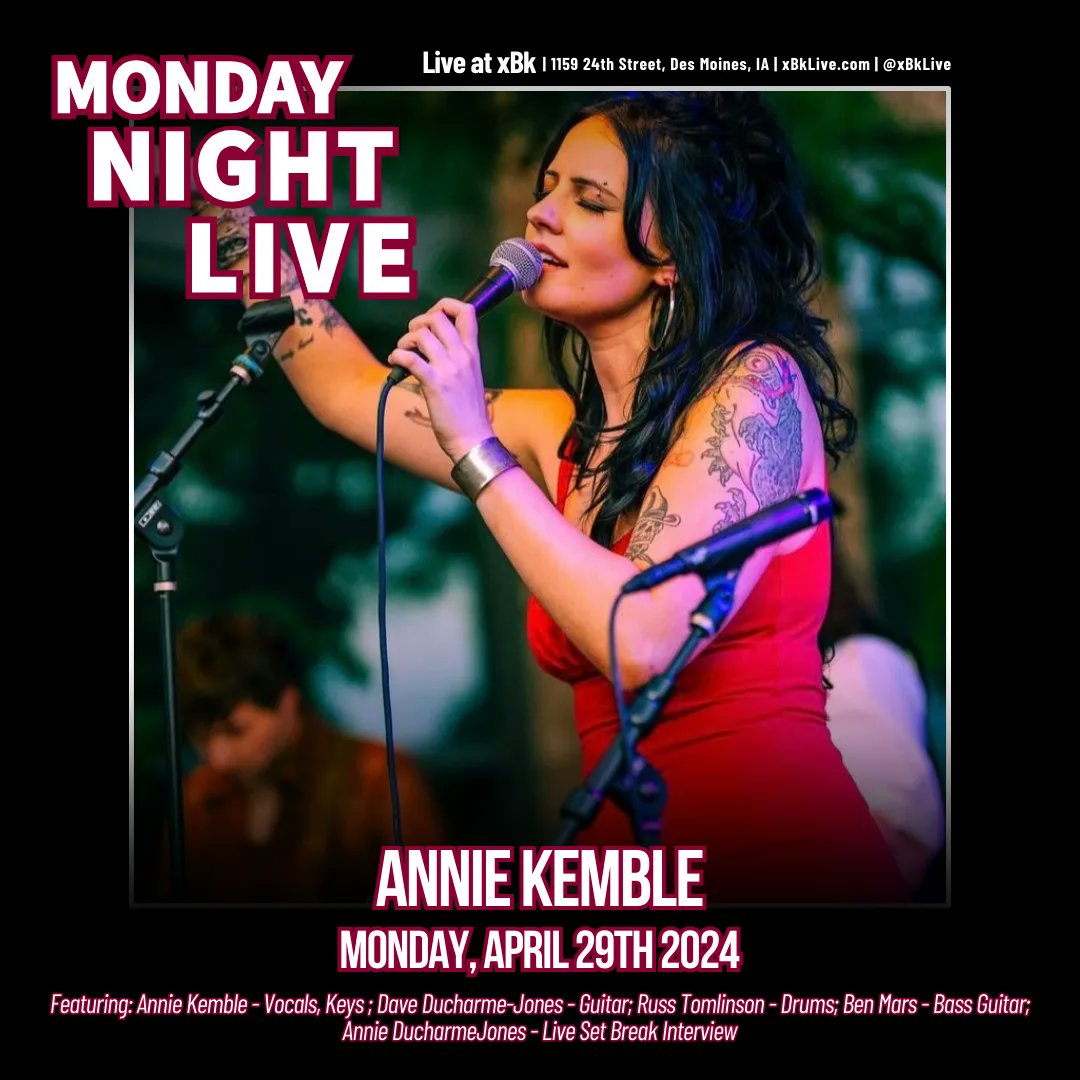 Monday Night Live! Featuring Annie Kemble is happening here at xBk Monday, April 29th! FREE EVENT!