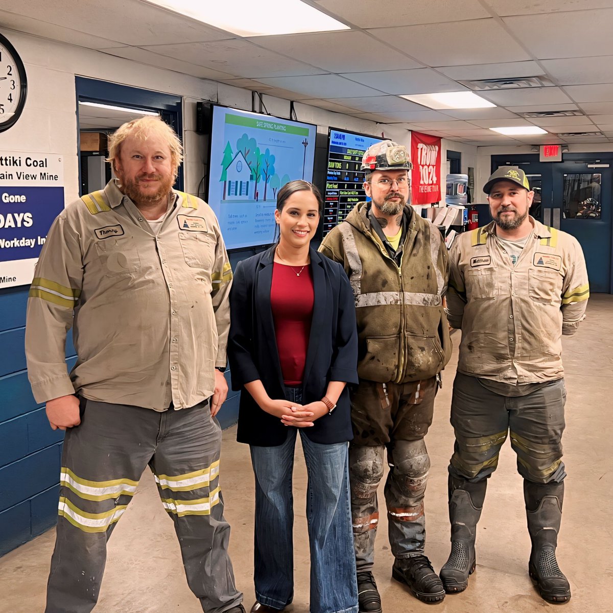 rocaforcongress's tweet photo. The next time you hear someone trash the coal mining industry I want you to think about these hard-working men and women at Mettiki Coal. This is the first time that I have ever been in a workplace that prayed before a shift. They prayed for their safety and to be able to do their jobs correctly so they can deliver power to a home near YOU. 

I don’t think most people realize the hard work and labor behind the power that comes the moment you flip your light switch on or plug in your cell phone and electronics. 

Thank you to Alliance Coal and Mettiki Coal for allowing me to come speak and tour their Mettiki Prep Plant in Garrett County, Maryland & Mountain View Mine in Davis, West Virginia. I have a whole new appreciation for our coal miners and all the work they put in to keep the lights on in America. I look forward to advocating for you and the work you do when I get to Congress! 🇺🇸 #rocaforcongress #MD06 @AllianceCoal