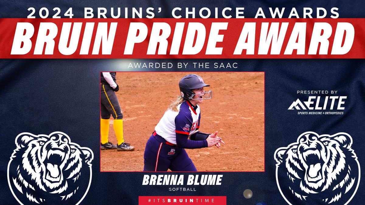 𝓒𝓸𝓷𝓰𝓻𝓪𝓽𝓾𝓵𝓪𝓽𝓲𝓸𝓷𝓼 to our 𝐁𝐫𝐮𝐢𝐧 𝐏𝐫𝐢𝐝𝐞 𝐀𝐰𝐚𝐫𝐝 winner, @belmontsoftball’s @brenna_blume ! 👏 #ItsBruinTime