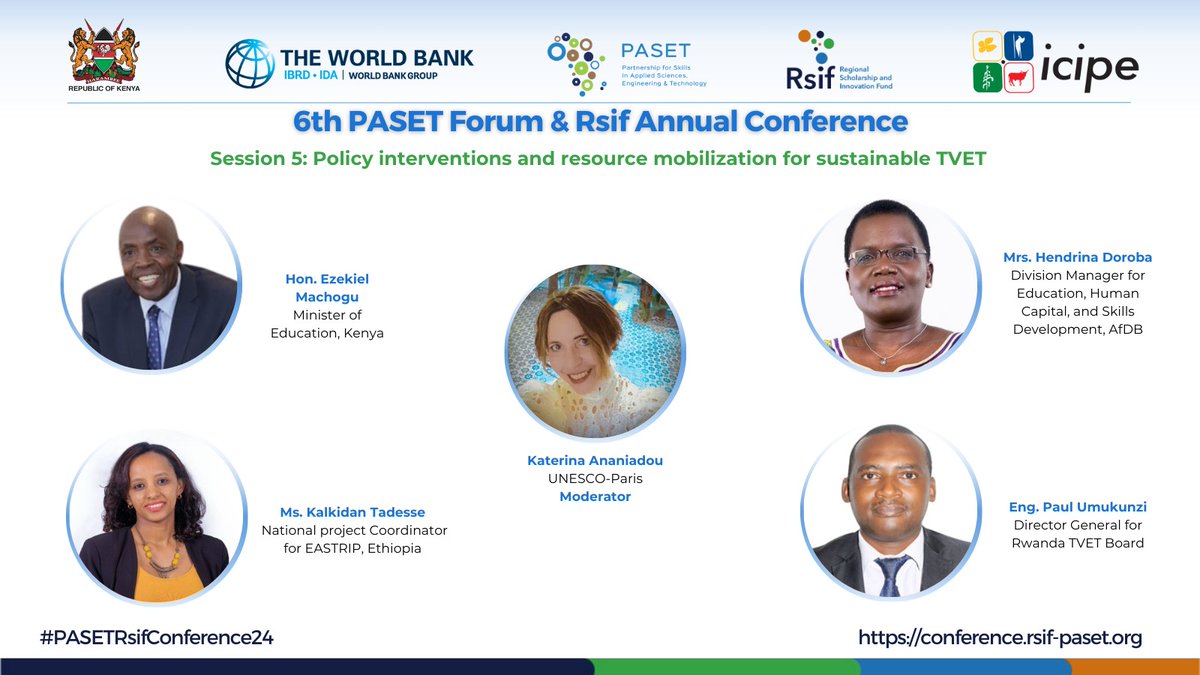 Today, DG @PUmukunzi participated in discussions on ' Policy interventions and resource mobilization for sustainable TVET' , at the #PASETRsifConference24 taking place in Nairobi, Kenya, from April 23rd to April 25th, 2024. #PASETForum