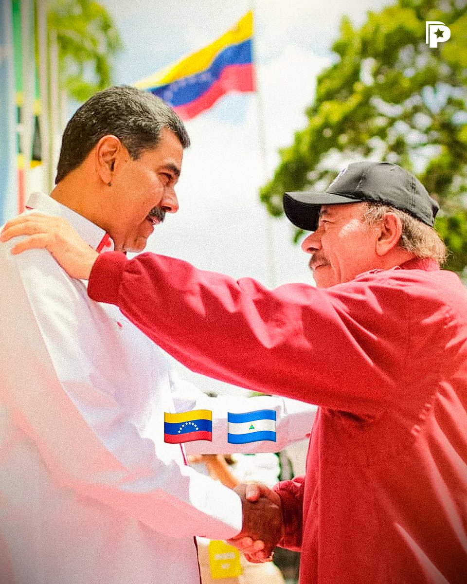 🇳🇮🇻🇪✊  El Presidente de la República Bolivariana de #Venezuela, Nicolás Maduro, da la bienvenida al Presidente de #Nicaragua, Comandante Daniel Ortega y Jefes de Estado y de Gobierno que participarán en la XXIII Cumbre del ALBA-TCP, en el Palacio de Miraflores