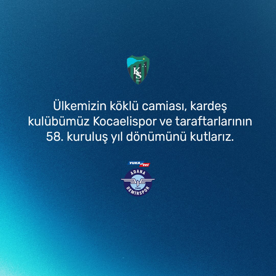 Ülkemizin köklü camiası, kardeş kulübümüz @Kocaelispor ve taraftarlarının 58. kuruluş yıl dönümünü kutlarız.