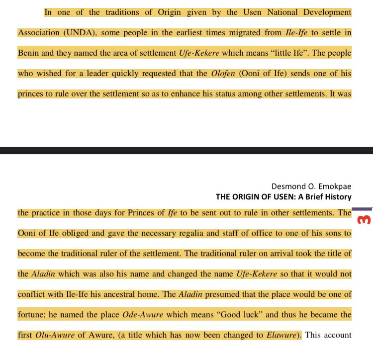 “The Ooni of Ife obliged and gave the necessary regalia and staff of office to one of his sons to become the traditional ruler of the settlement (Usen) ” —Usen National Development Association. 

Usen remains Yorubaland.