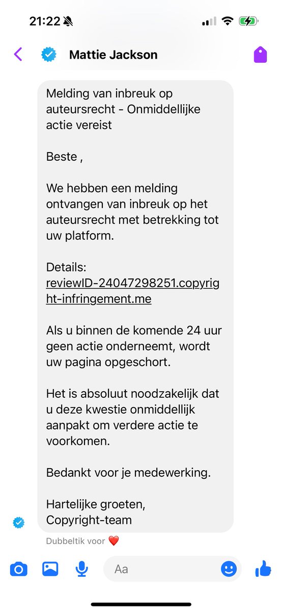 Zeg het maar. Spam of niet? #dtv #meta #facebook